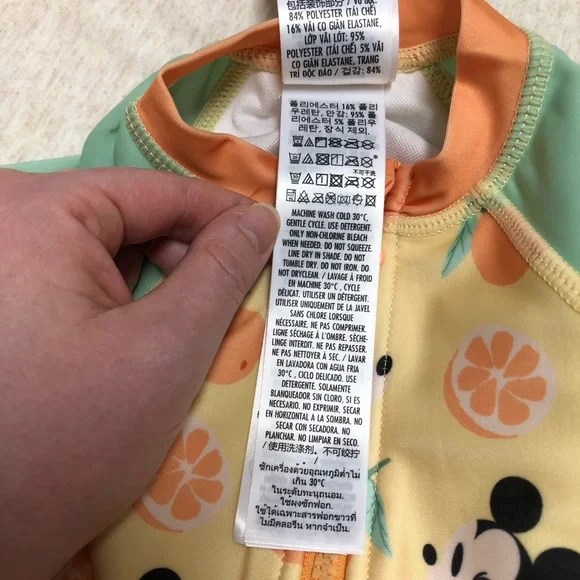NWT Disney Baby Mickey Mouse Swimsuit Orange Fruit Print Summer Swim SPF - Picture 4 of 7